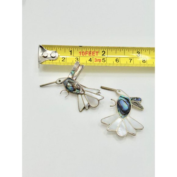 Vintage Alpaca Silver Mexico Hummingbird Pin Brooch with Abalone Shell Inlay - Picture 8 of 8